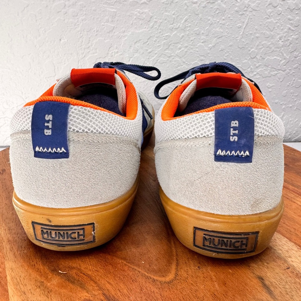 Munich Break 24 Mens 11 Grey Blue Orange Suede Mesh Gum Sole Sneakers - Picture 3 of 9